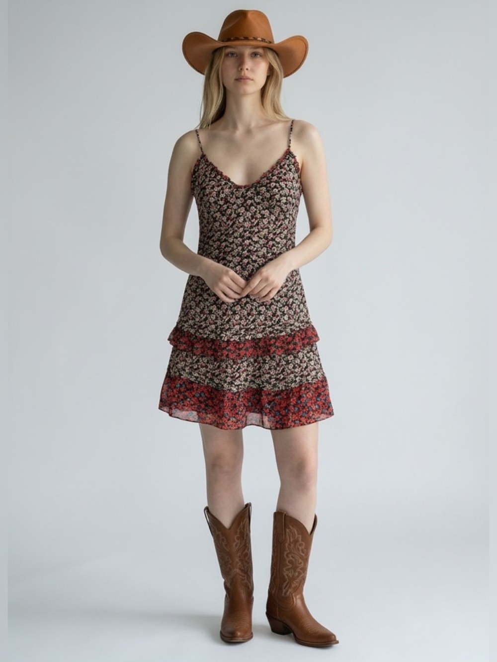 Jack Wills Floral Mini Dress Size 4 Black Red Ruffle Festival Boho Western - Picture 13 of 13